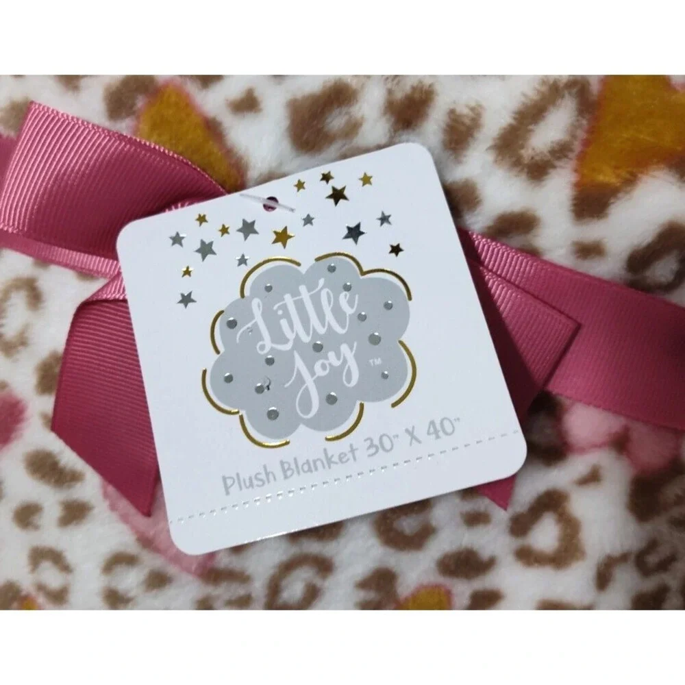 Little Joy Leopard Heart Plush‎ Baby Girl Blanket Lovey Soft Fleece 30x40 NWT